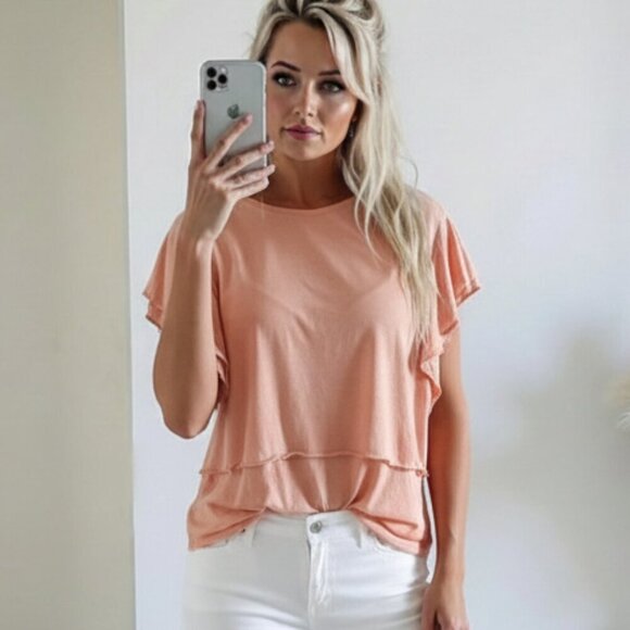 Vince Camuto Flutter Sleeve Tshirt Top - Picture 7 of 7